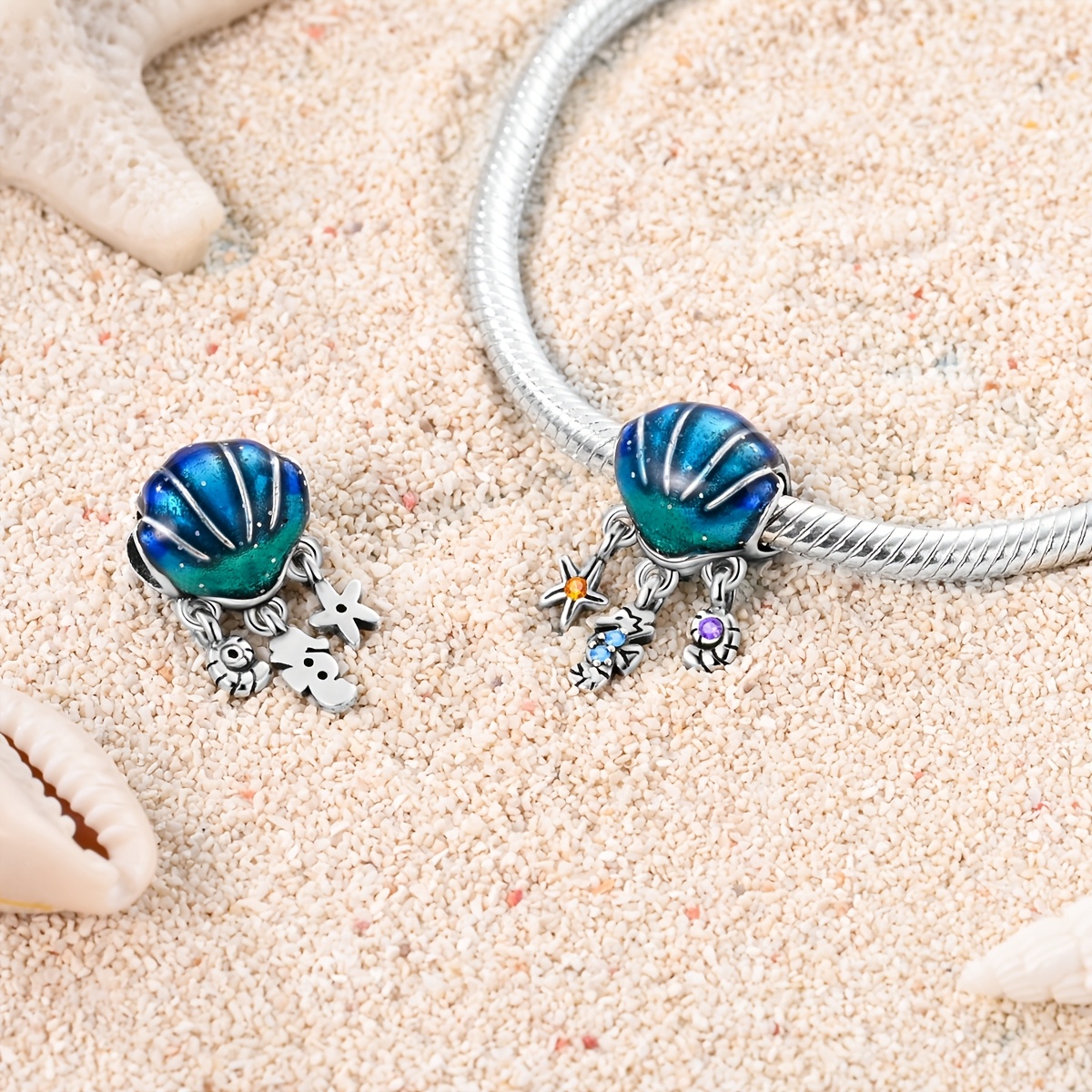 White Golden Plated Ocean Shell Tassel Charms for DIY